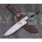 DAMASCUS STEEL CUSTOM Handmade HUNTERS KITCHEN CHEF KNIFE 12.5" 