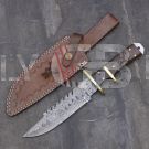 DEER DAMASCUS STEEL CUSTOM Handmade HUNTING BOWIE KNIFE 12.5" 