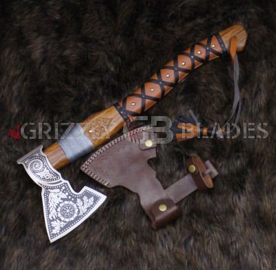HAND FORGED CARBON STEEL handmade hunting VIKING TOMAHAWK HATCHET AXE 22"